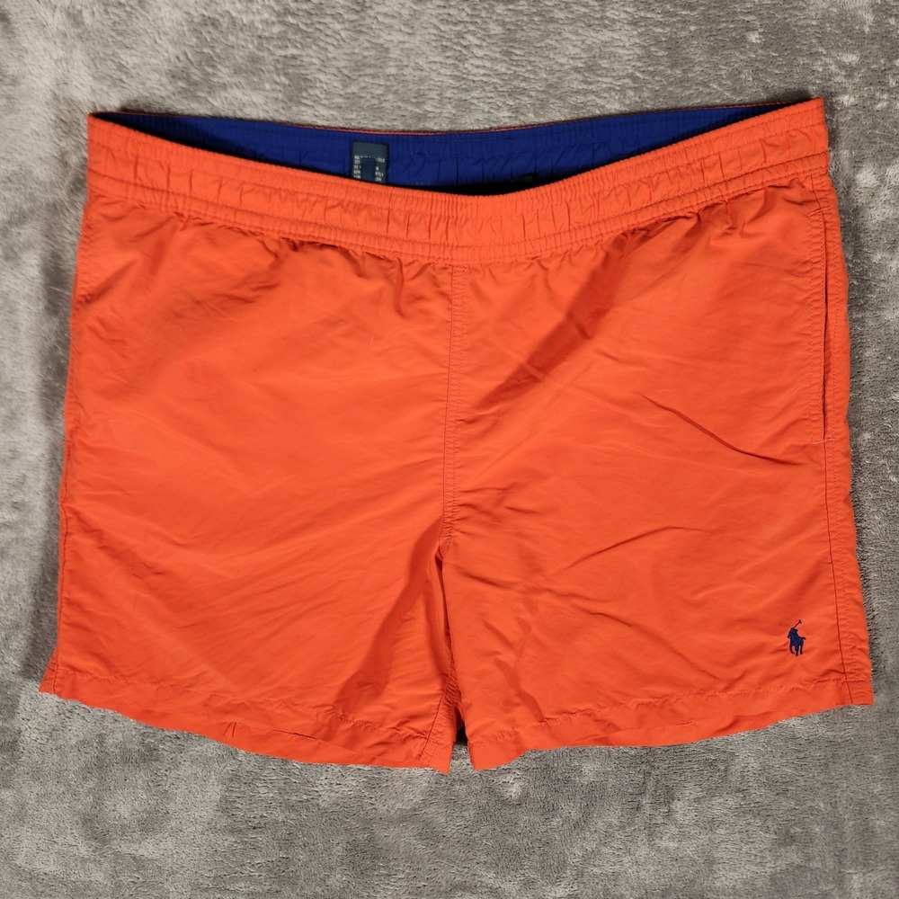 Polo Ralph Lauren Swim Trunks Mens Large Orange Torn Mesh Lining Board Shorts